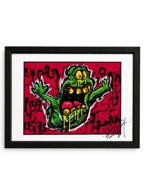 Framed Green Monster Comic Art Print Signed | Black Frame
